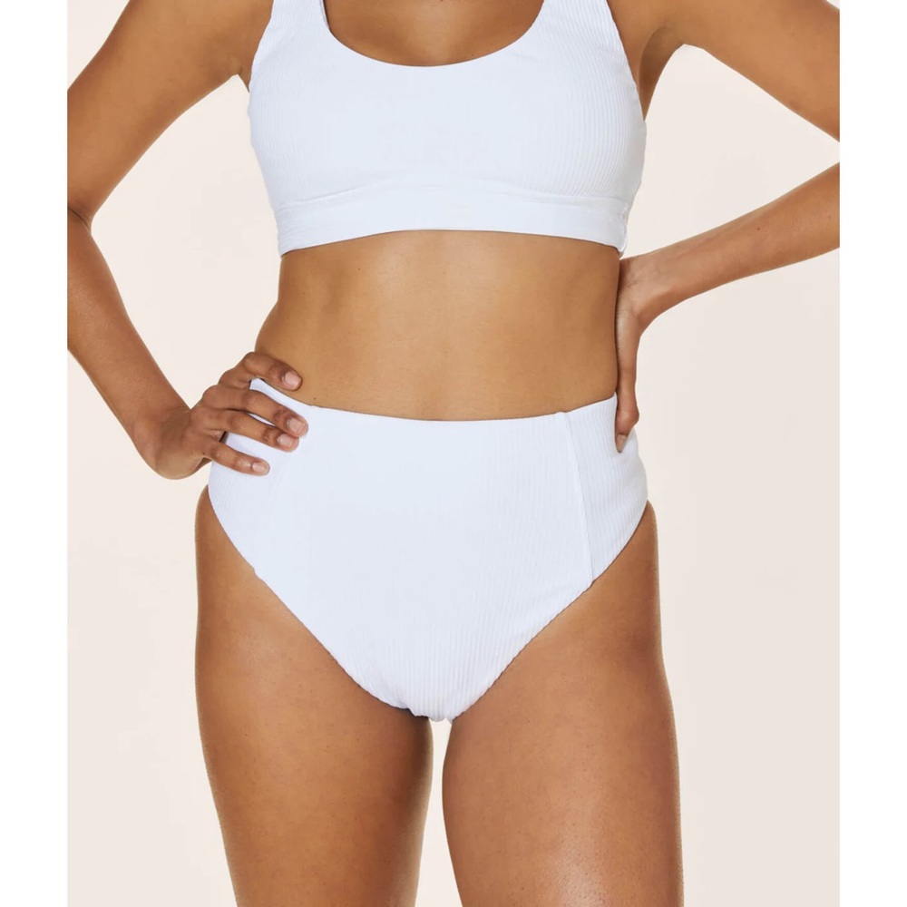 New  Andie The High Waisted Cheeky Ribbed Bikini Bottoms Size Small